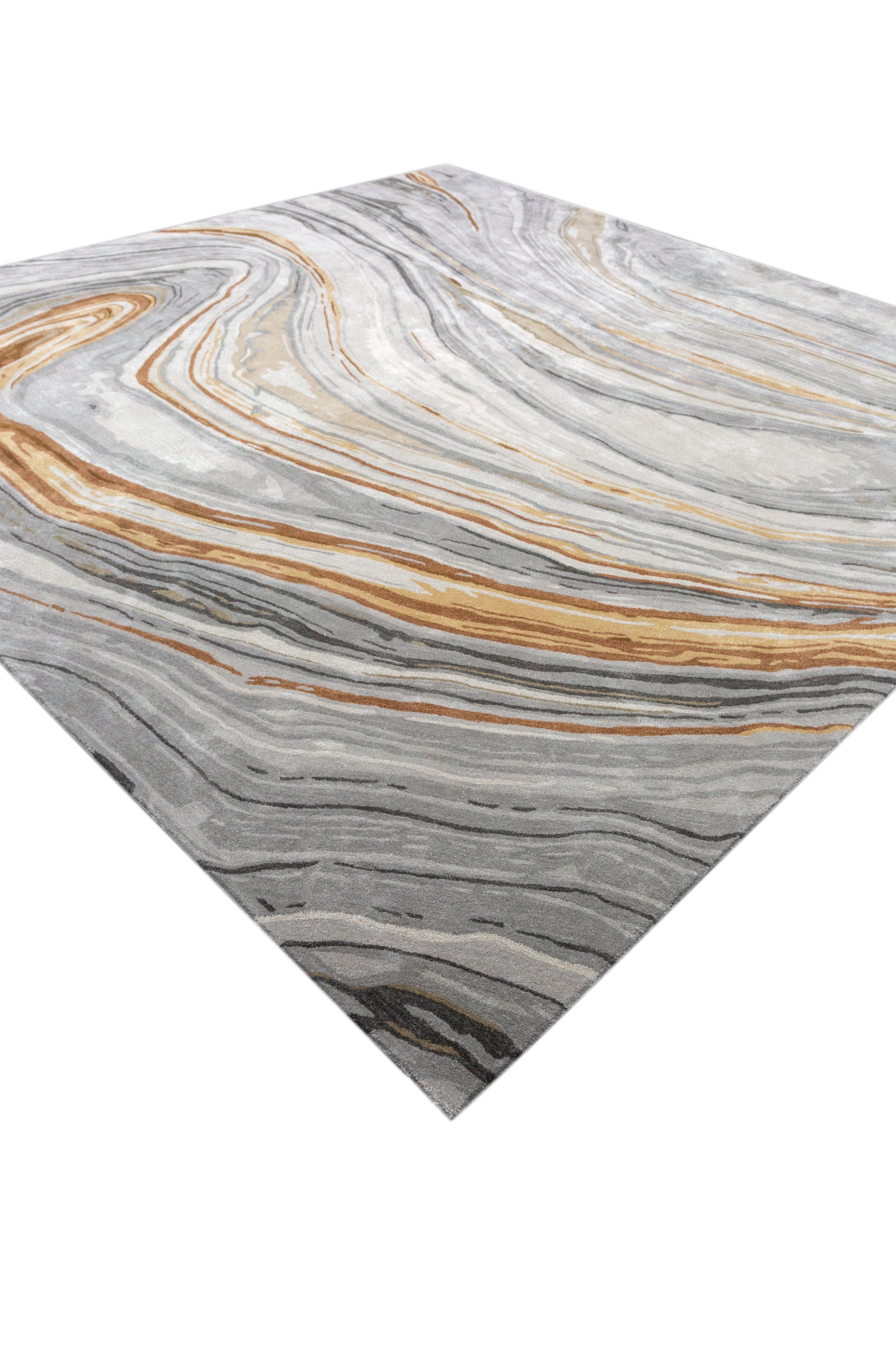 Carpet For Living room 8X11 Feet Grey And Black Wool & Viscose Rectangle Abstract Rug