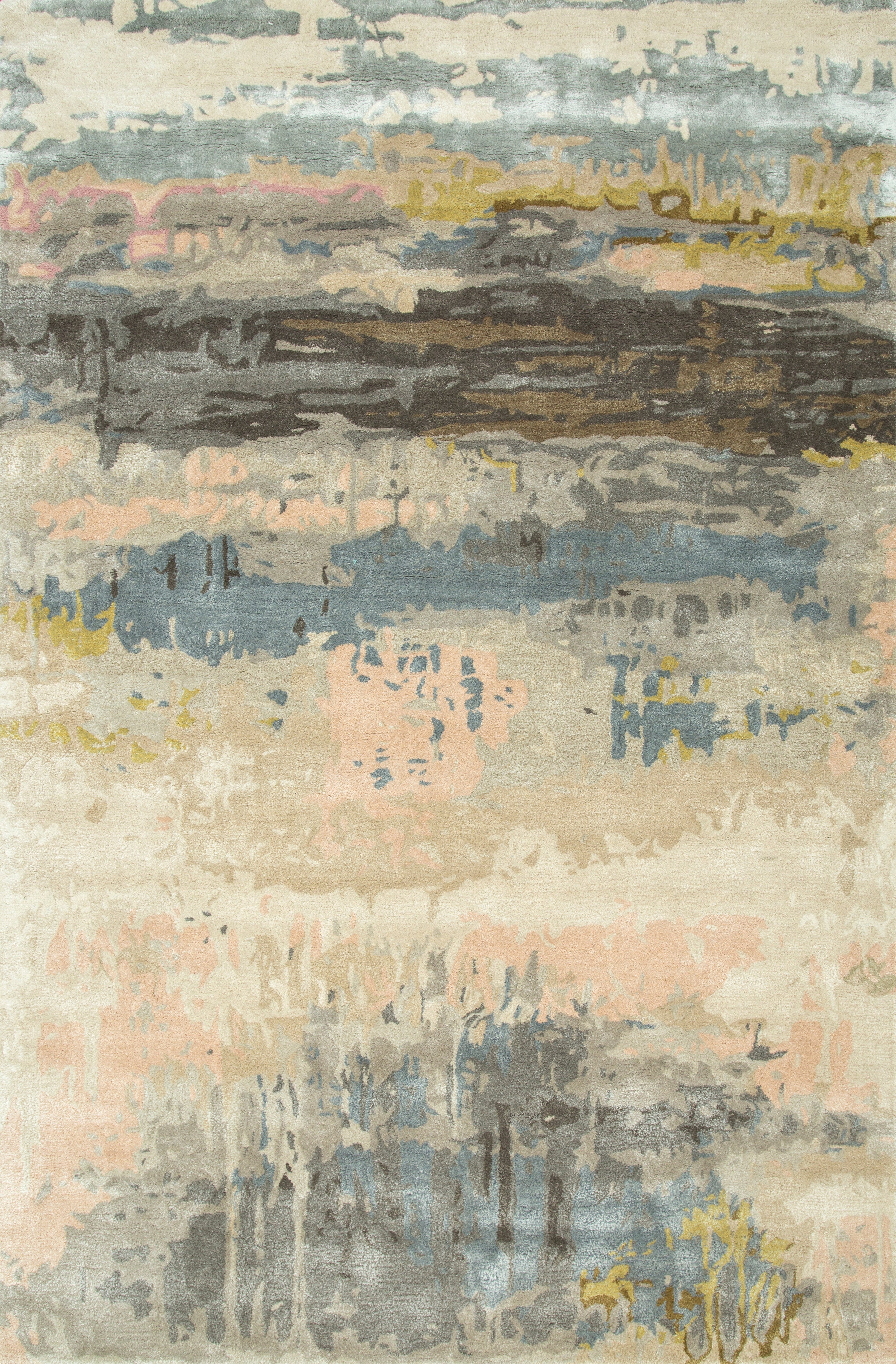 Carpet For Living room 9X13 Feet Ivory Wool & Viscose Rectangle Abstract Rug