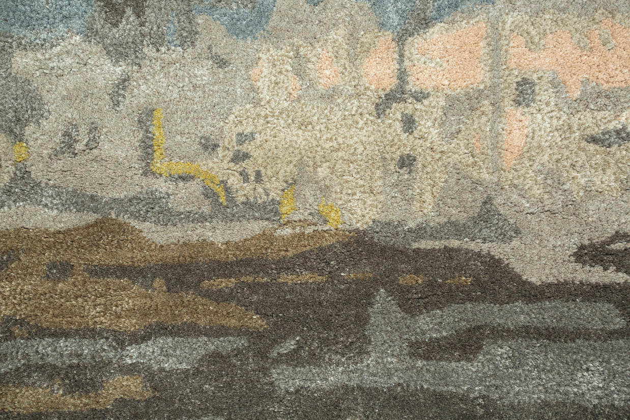 Carpet For Living room 9X13 Feet Ivory Wool & Viscose Rectangle Abstract Rug