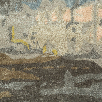 Carpet For Living room 9X13 Feet Ivory Wool & Viscose Rectangle Abstract Rug