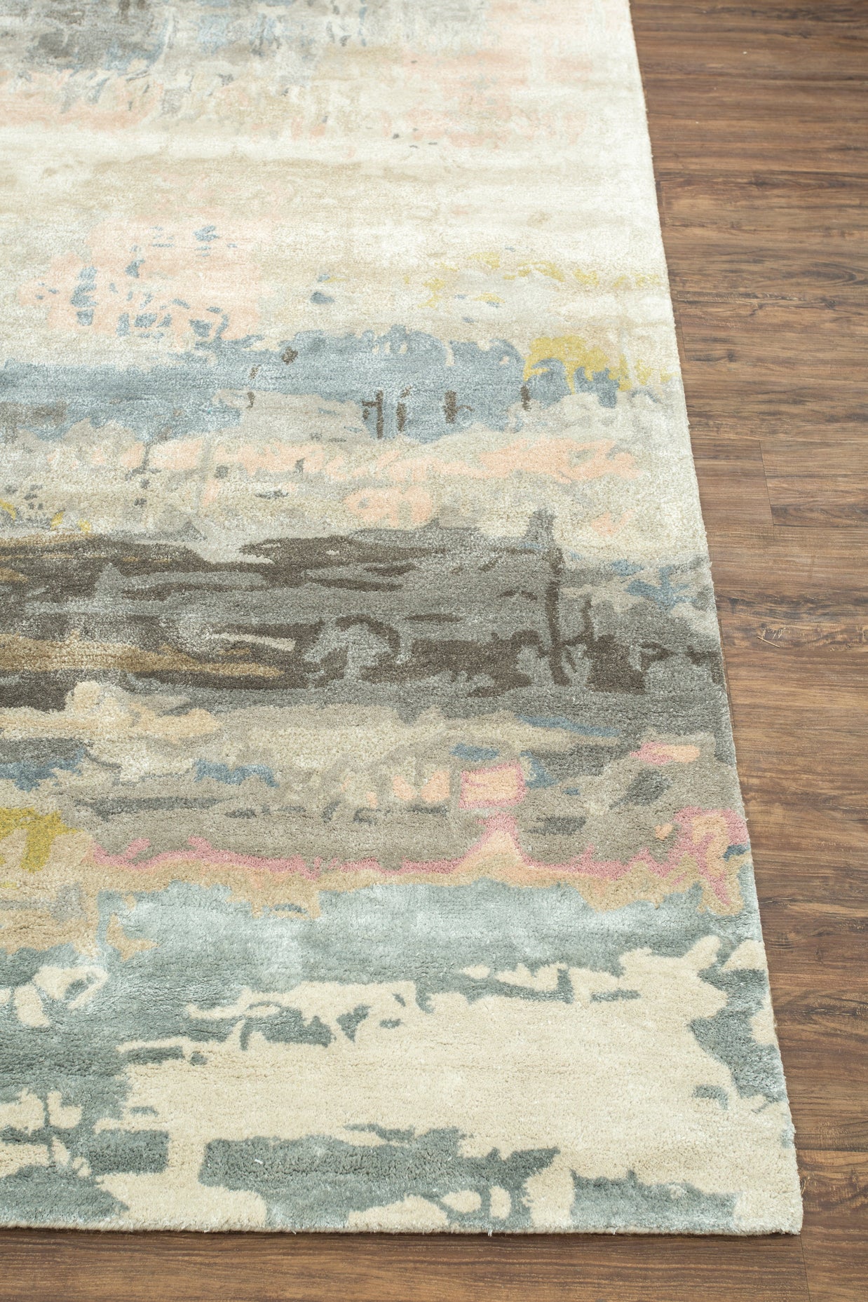 Carpet For Living room 9X13 Feet Ivory Wool & Viscose Rectangle Abstract Rug