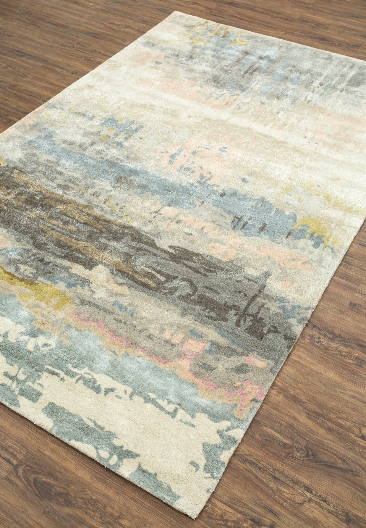 Carpet For Living room 9X13 Feet Ivory Wool & Viscose Rectangle Abstract Rug