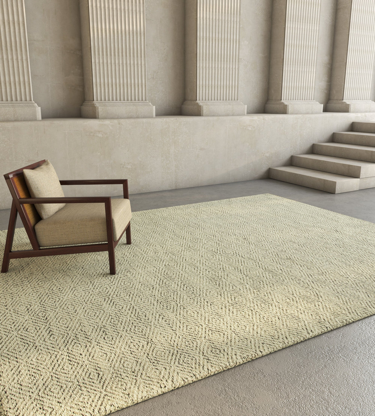 Carpet For Living room 2x3 Feet Ivory Wool Rectangle Solid Rug