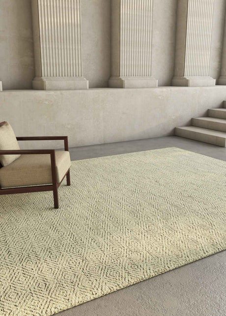 Carpet For Living room 2x3 Feet Ivory Wool Rectangle Solid Rug