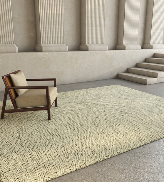 Carpet For Living room 2x3 Feet Ivory Wool Rectangle Solid Rug