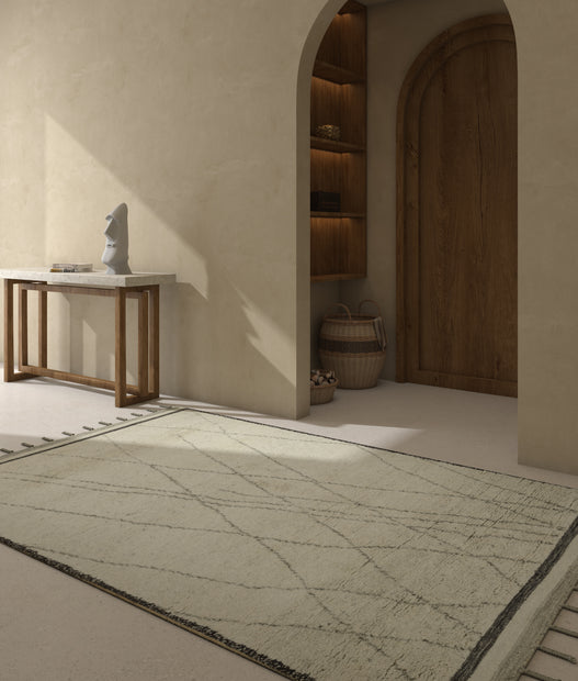 Carpet For Living room 5x8 Feet Beige and Brown Wool Rectangle Moroccan and Tribal Rug