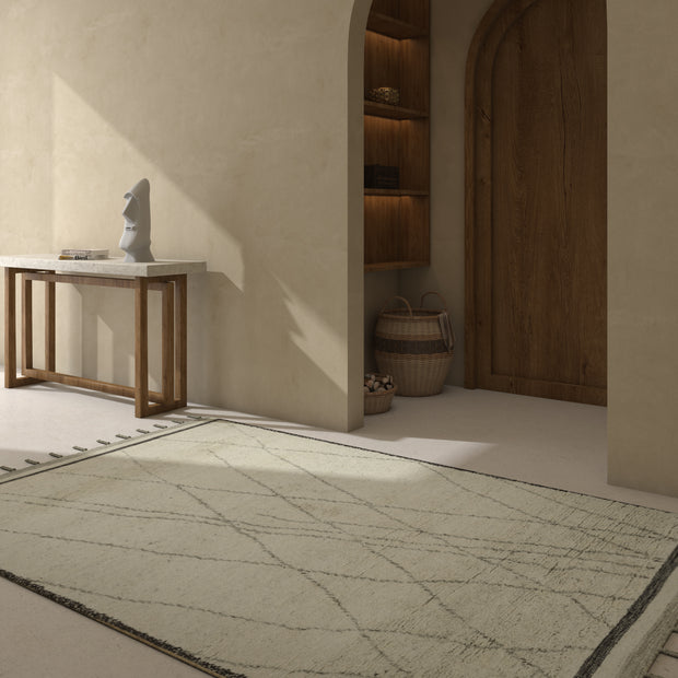 Carpet For Living room 5x8 Feet Beige and Brown Wool Rectangle Moroccan and Tribal Rug