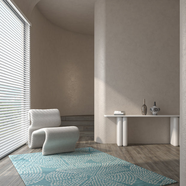 Carpet For Living room 5'3X7'7 Feet Blue Wool Rectangle Geometric And Stripes Rug