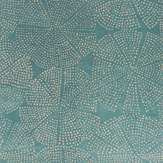 Carpet For Living room 5'3X7'7 Feet Blue Wool Rectangle Geometric And Stripes Rug