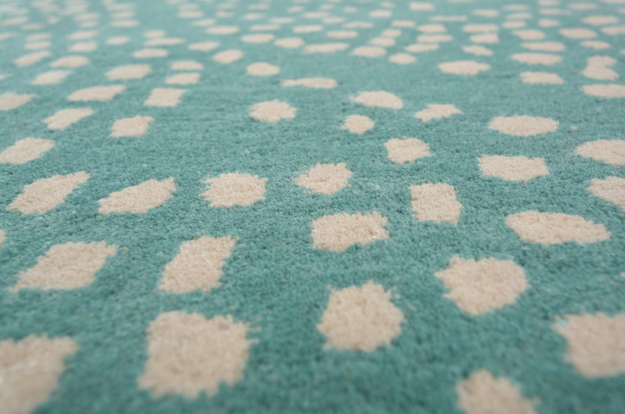 Carpet For Living room 5'3X7'7 Feet Blue Wool Rectangle Geometric And Stripes Rug