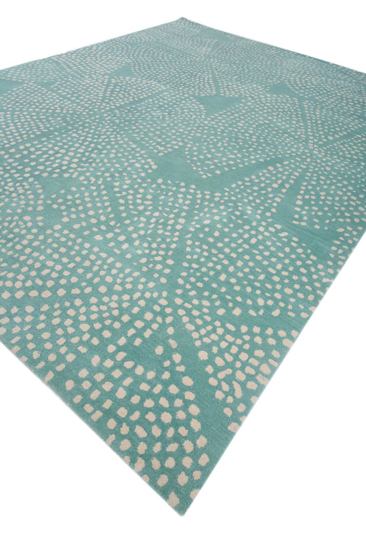 Carpet For Living room 5'3X7'7 Feet Blue Wool Rectangle Geometric And Stripes Rug