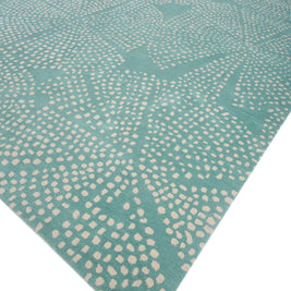 Carpet For Living room 5'3X7'7 Feet Blue Wool Rectangle Geometric And Stripes Rug