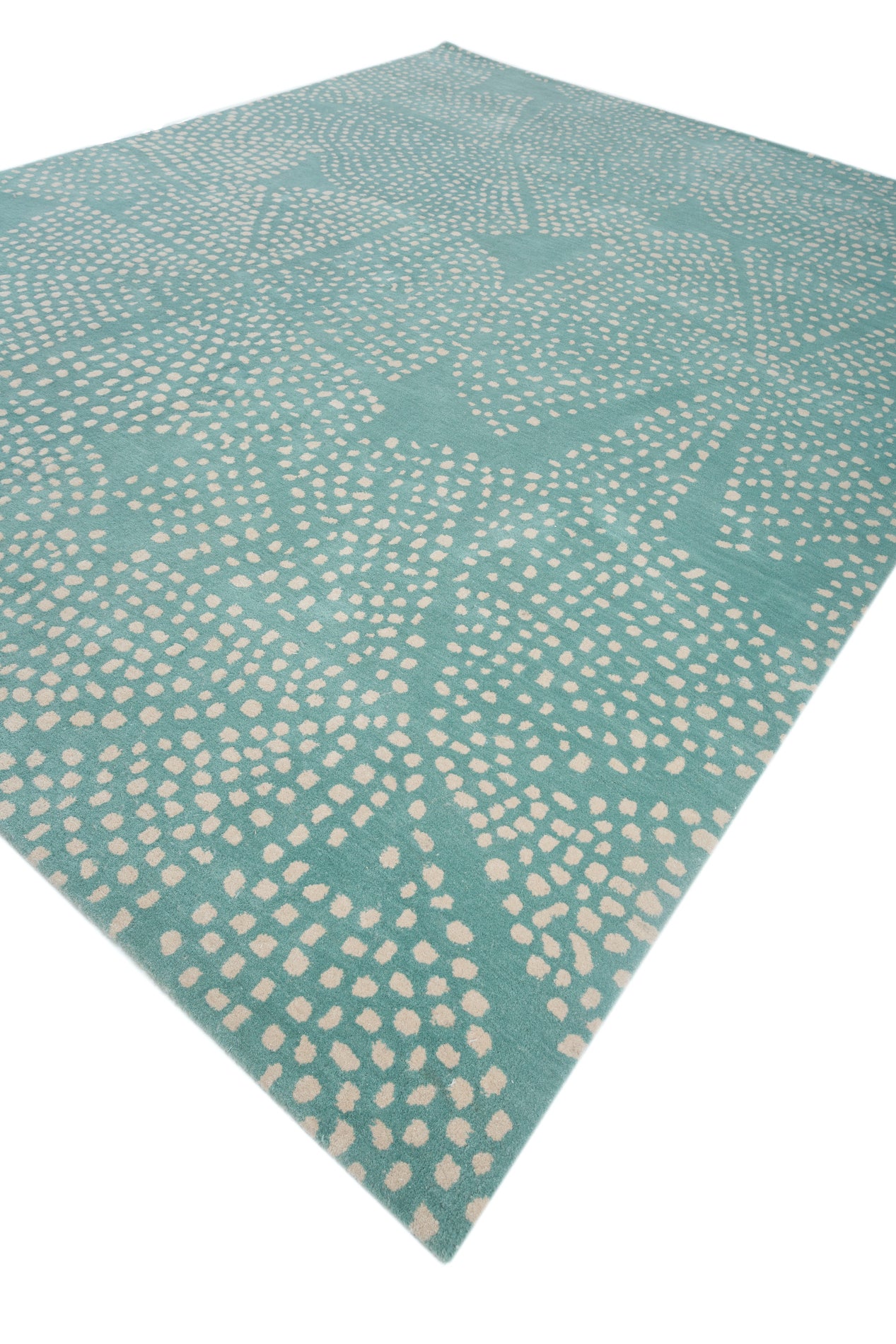 Carpet For Living room 5'3X7'7 Feet Blue Wool Rectangle Geometric And Stripes Rug