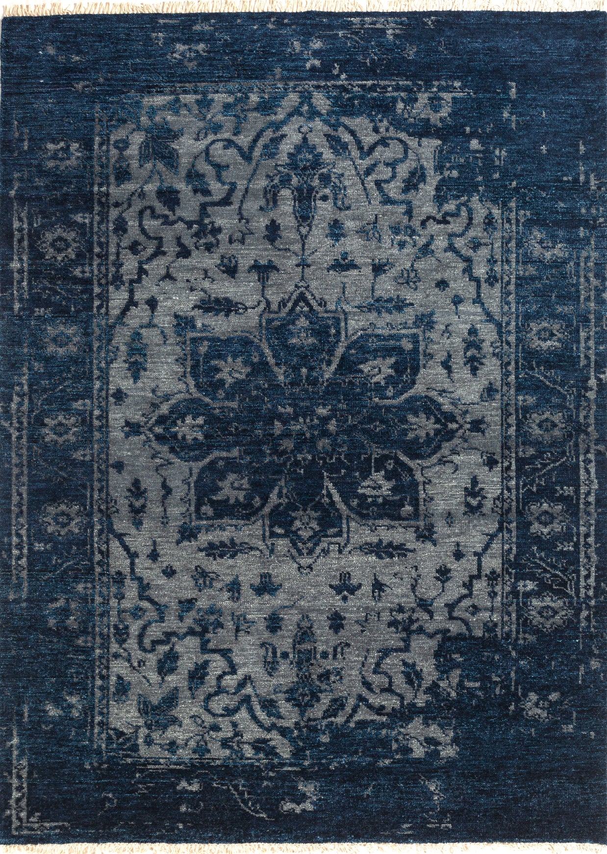 Carpet For Living room 2X3 Feet Blue Wool Rectangle Vintage And Distressed Rug