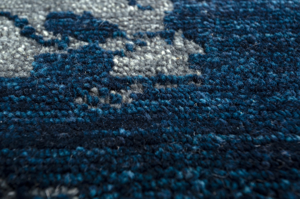 Carpet For Living room 2X3 Feet Blue Wool Rectangle Vintage And Distressed Rug