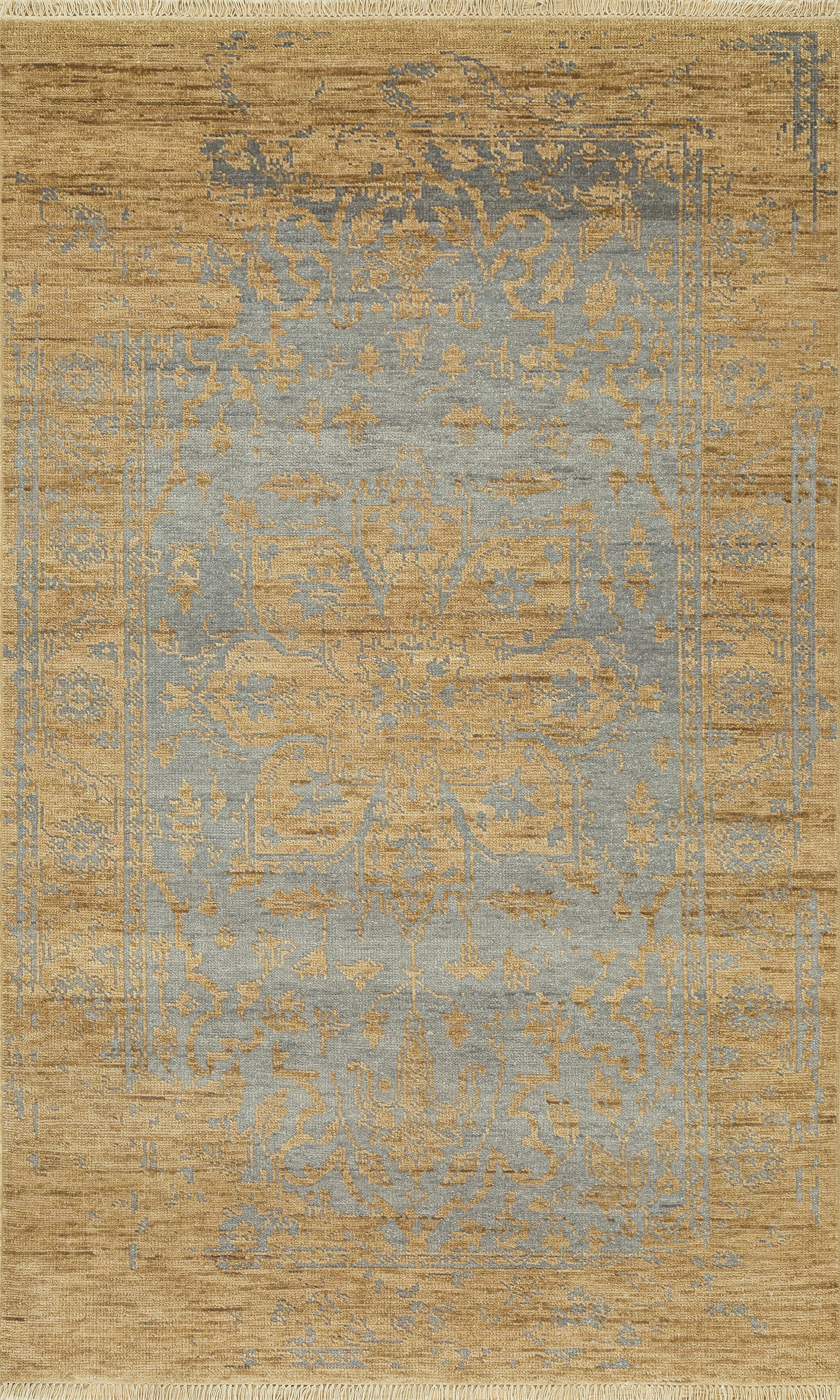 Carpet For Living room 2x3 Feet Grey and Black Wool Rectangle Vintage and Distressed Rug