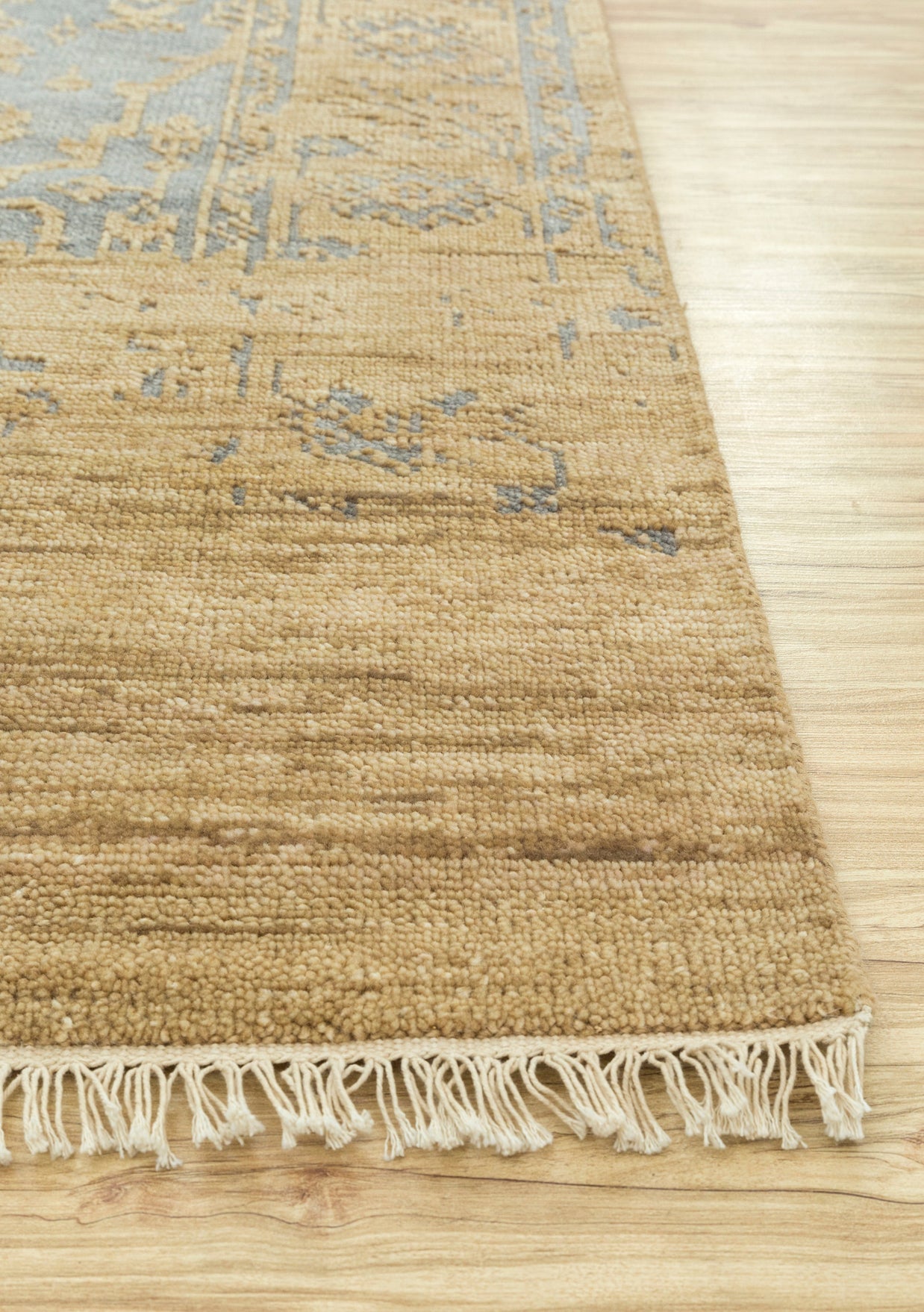 Carpet For Living room 2x3 Feet Grey and Black Wool Rectangle Vintage and Distressed Rug