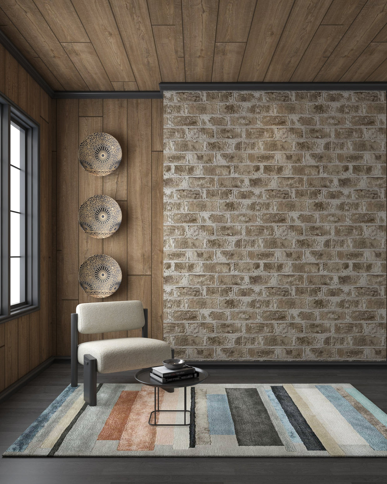 Carpet For Living room 8X11 Feet Grey And Black Wool & Viscose Rectangle Geometric And Stripes Rug