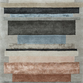 Carpet For Living room 8X11 Feet Grey And Black Wool & Viscose Rectangle Geometric And Stripes Rug
