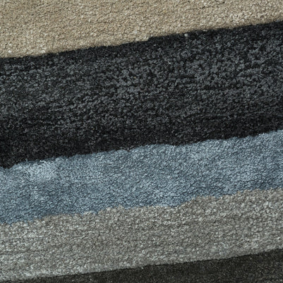 Carpet For Living room 8X11 Feet Grey And Black Wool & Viscose Rectangle Geometric And Stripes Rug