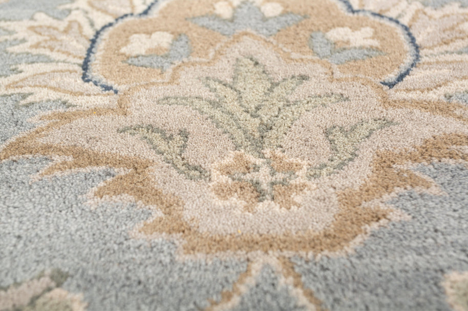 Carpet For Living room 4X6 Feet Blue Wool Rectangle Oriental And Traditional Rug - I MEAN DESIGN