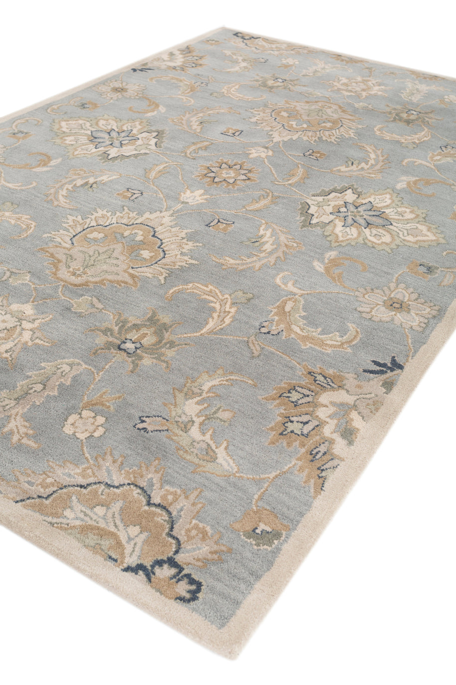 Carpet For Living room 4X6 Feet Blue Wool Rectangle Oriental And Traditional Rug - I MEAN DESIGN