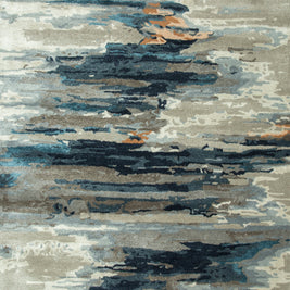 Carpet For Living room 6X9 Feet Grey And Black Wool & Viscose Rectangle Abstract Rug