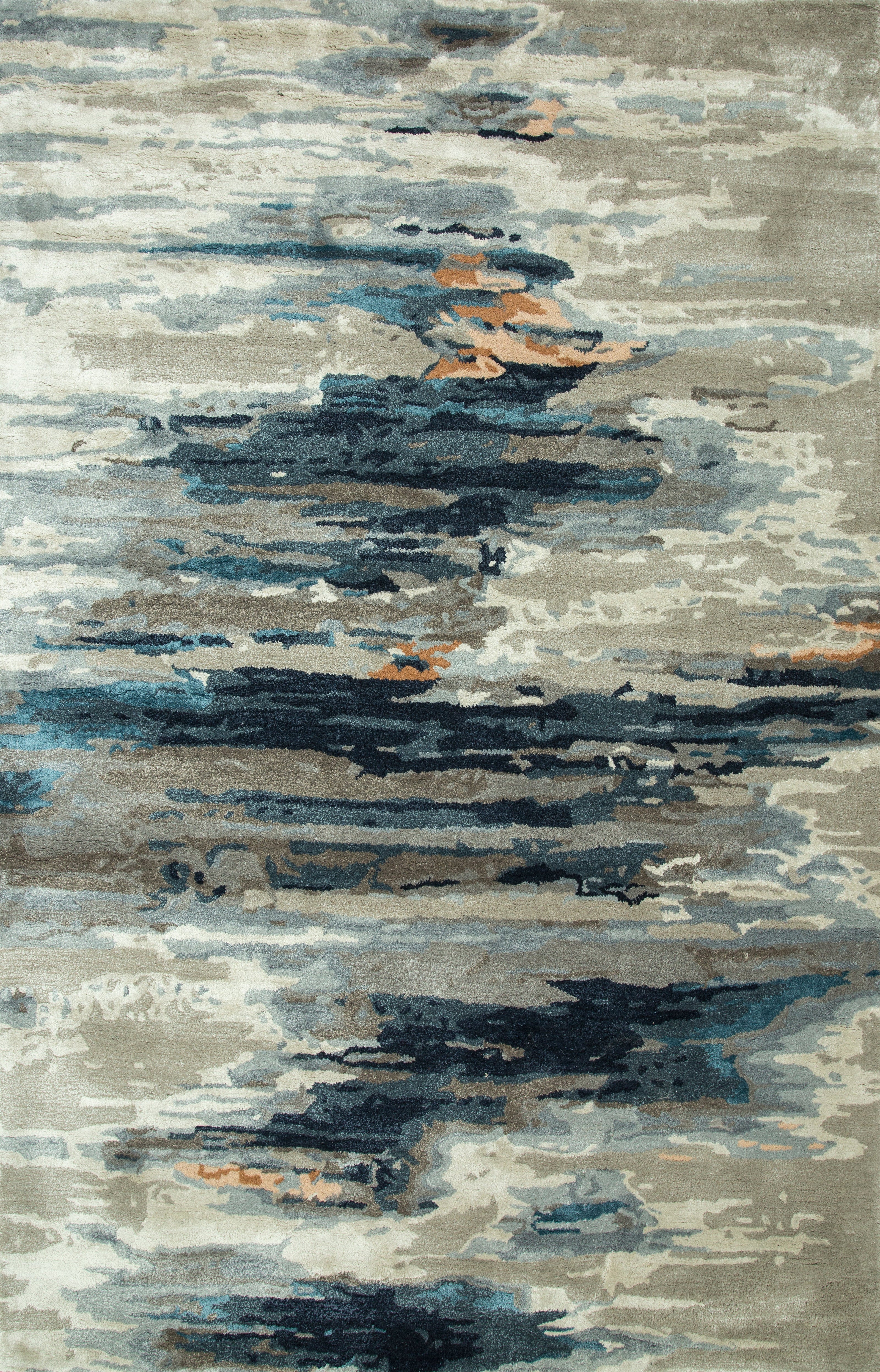 Carpet For Living room 6X9 Feet Grey And Black Wool & Viscose Rectangle Abstract Rug