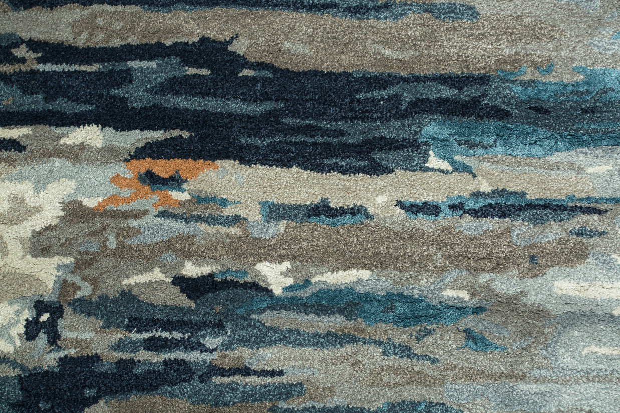 Carpet For Living room 6X9 Feet Grey And Black Wool & Viscose Rectangle Abstract Rug