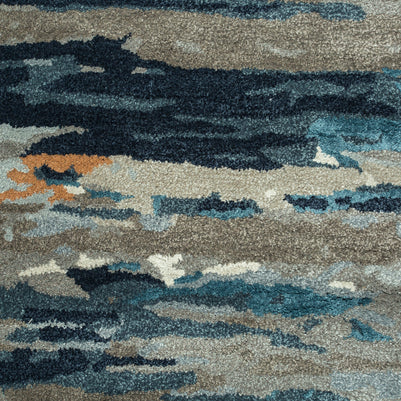 Carpet For Living room 6X9 Feet Grey And Black Wool & Viscose Rectangle Abstract Rug