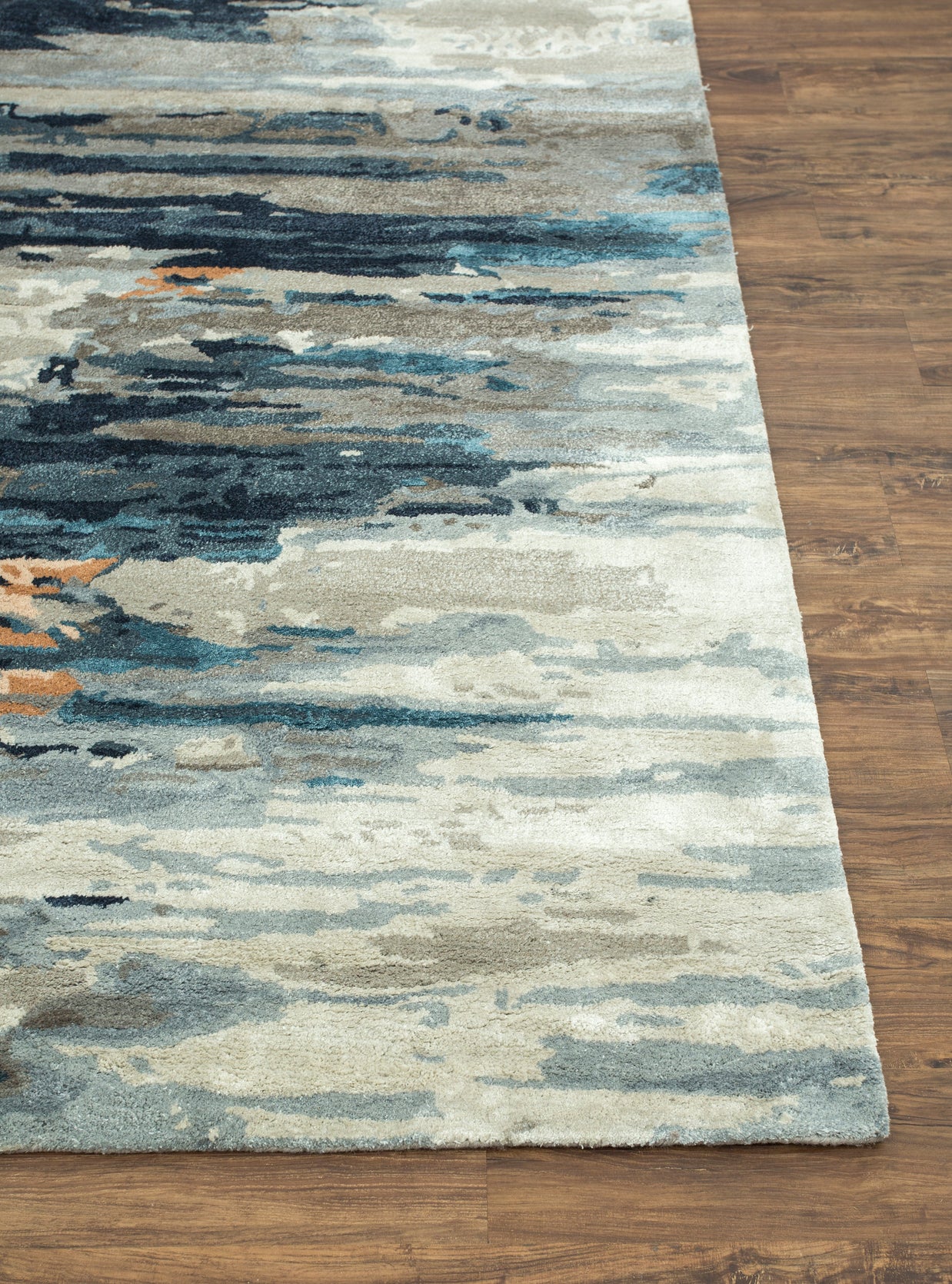 Carpet For Living room 6X9 Feet Grey And Black Wool & Viscose Rectangle Abstract Rug