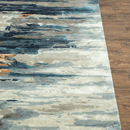 Carpet For Living room 6X9 Feet Grey And Black Wool & Viscose Rectangle Abstract Rug