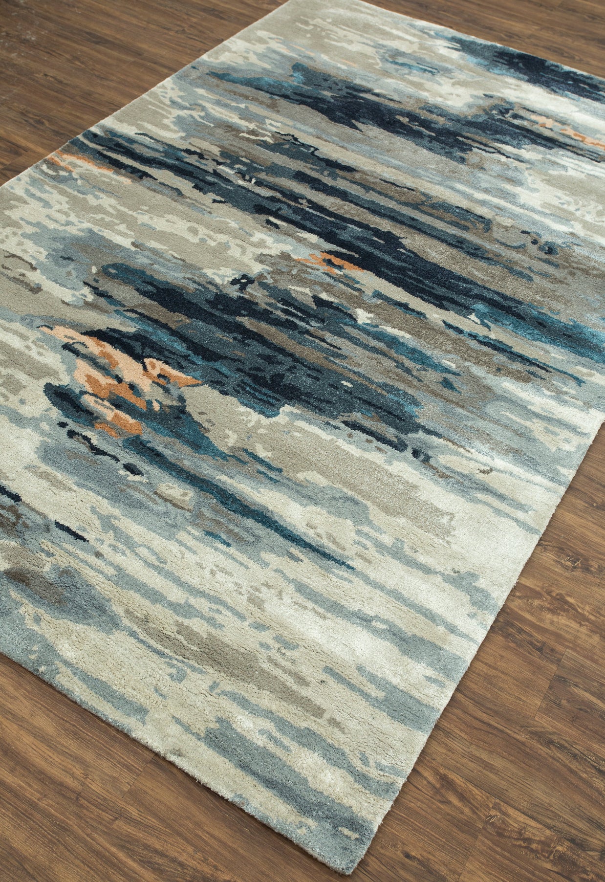 Carpet For Living room 6X9 Feet Grey And Black Wool & Viscose Rectangle Abstract Rug