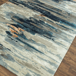 Carpet For Living room 6X9 Feet Grey And Black Wool & Viscose Rectangle Abstract Rug