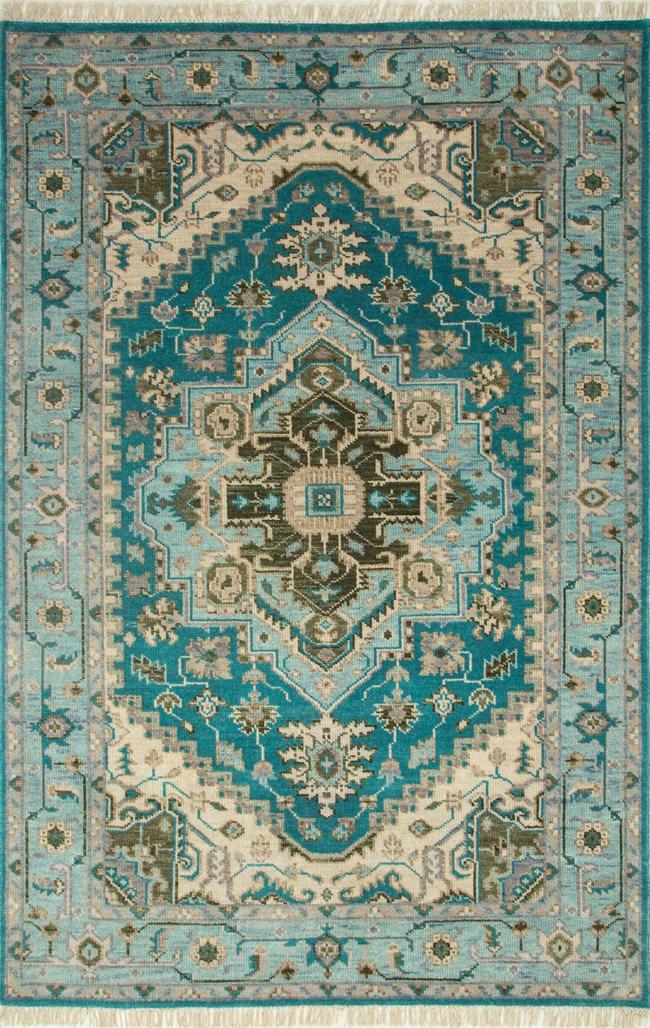 Carpet For Living room 8X10 Feet Blue Wool Rectangle Oriental And Traditional Rug - I MEAN DESIGN
