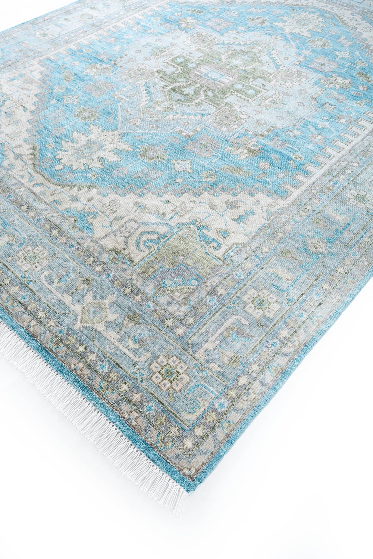 Carpet For Living room 8X10 Feet Blue Wool Rectangle Oriental And Traditional Rug
