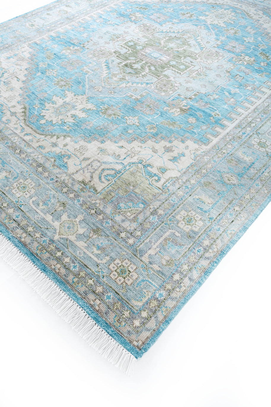 Carpet For Living room 8X10 Feet Blue Wool Rectangle Oriental And Traditional Rug - I MEAN DESIGN