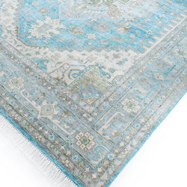 Carpet For Living room 8X10 Feet Blue Wool Rectangle Oriental And Traditional Rug