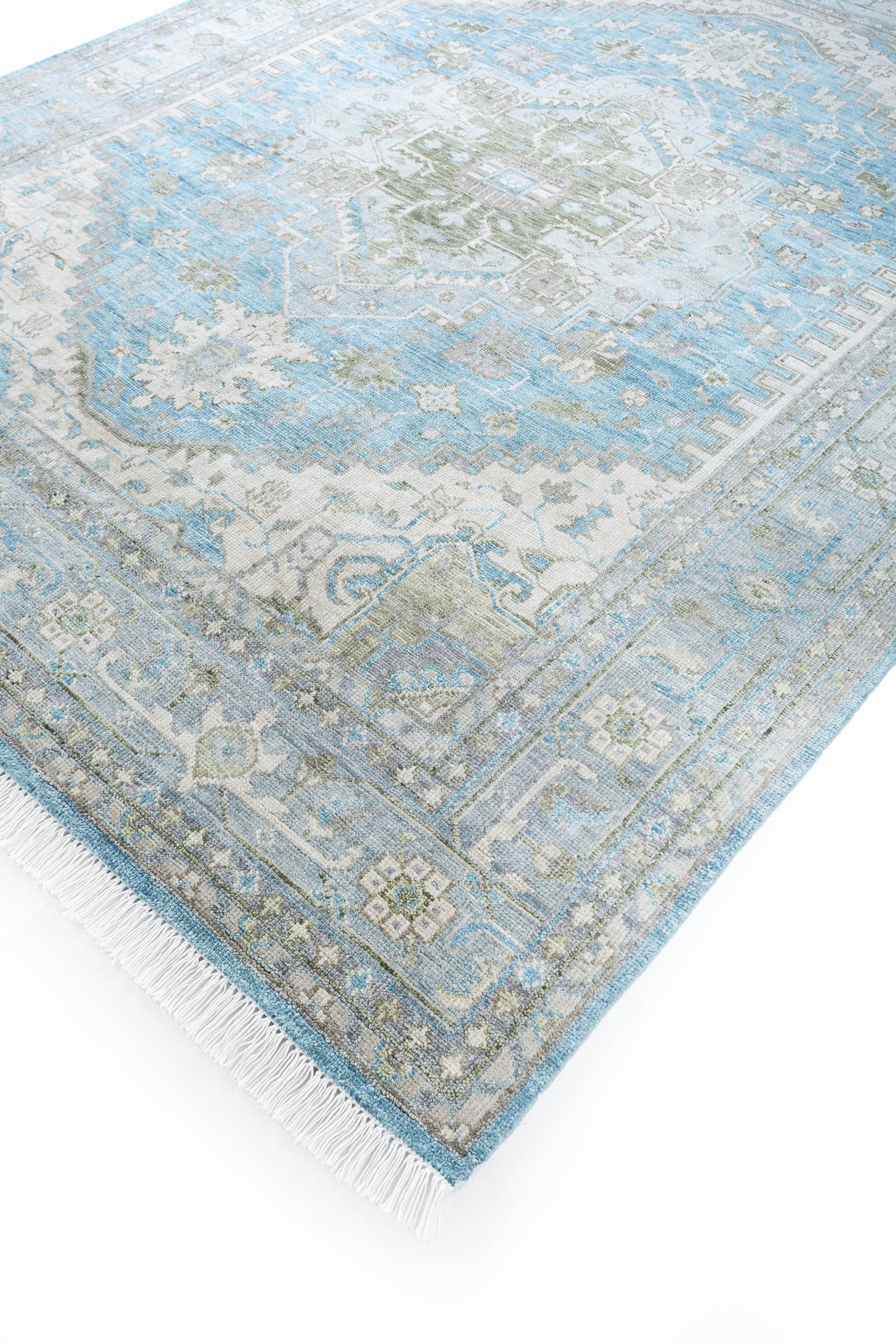 Carpet For Living room 8X10 Feet Blue Wool Rectangle Oriental And Traditional Rug