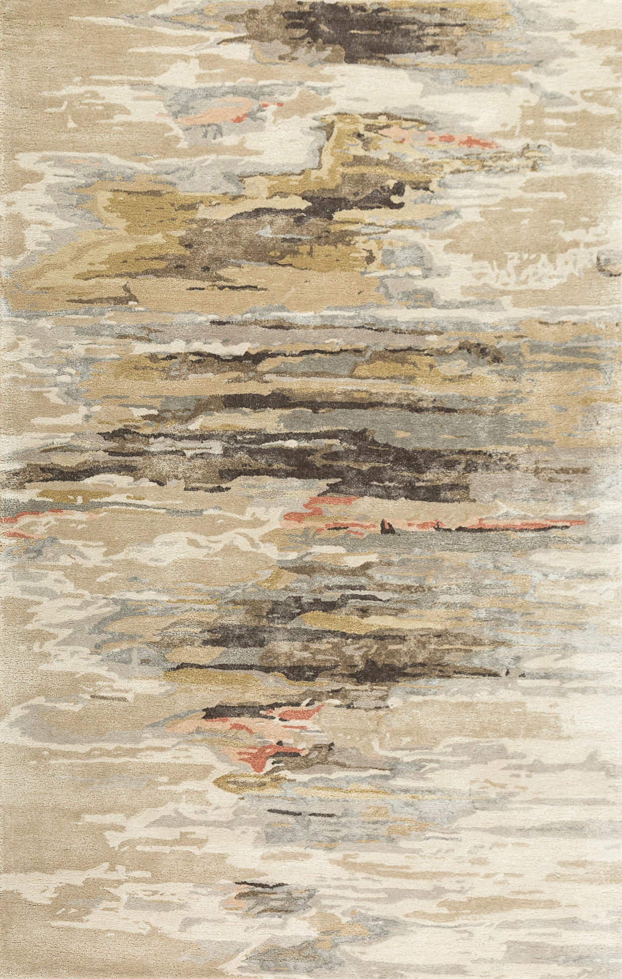 Carpet For Living room 2X3 Feet Ivory Wool & Viscose Rectangle Abstract Rug