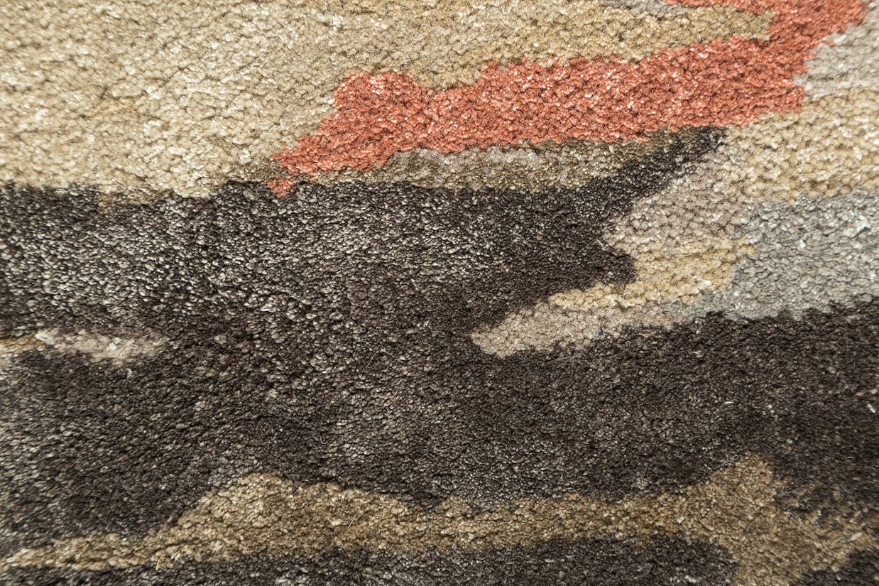 Carpet For Living room 2X3 Feet Ivory Wool & Viscose Rectangle Abstract Rug