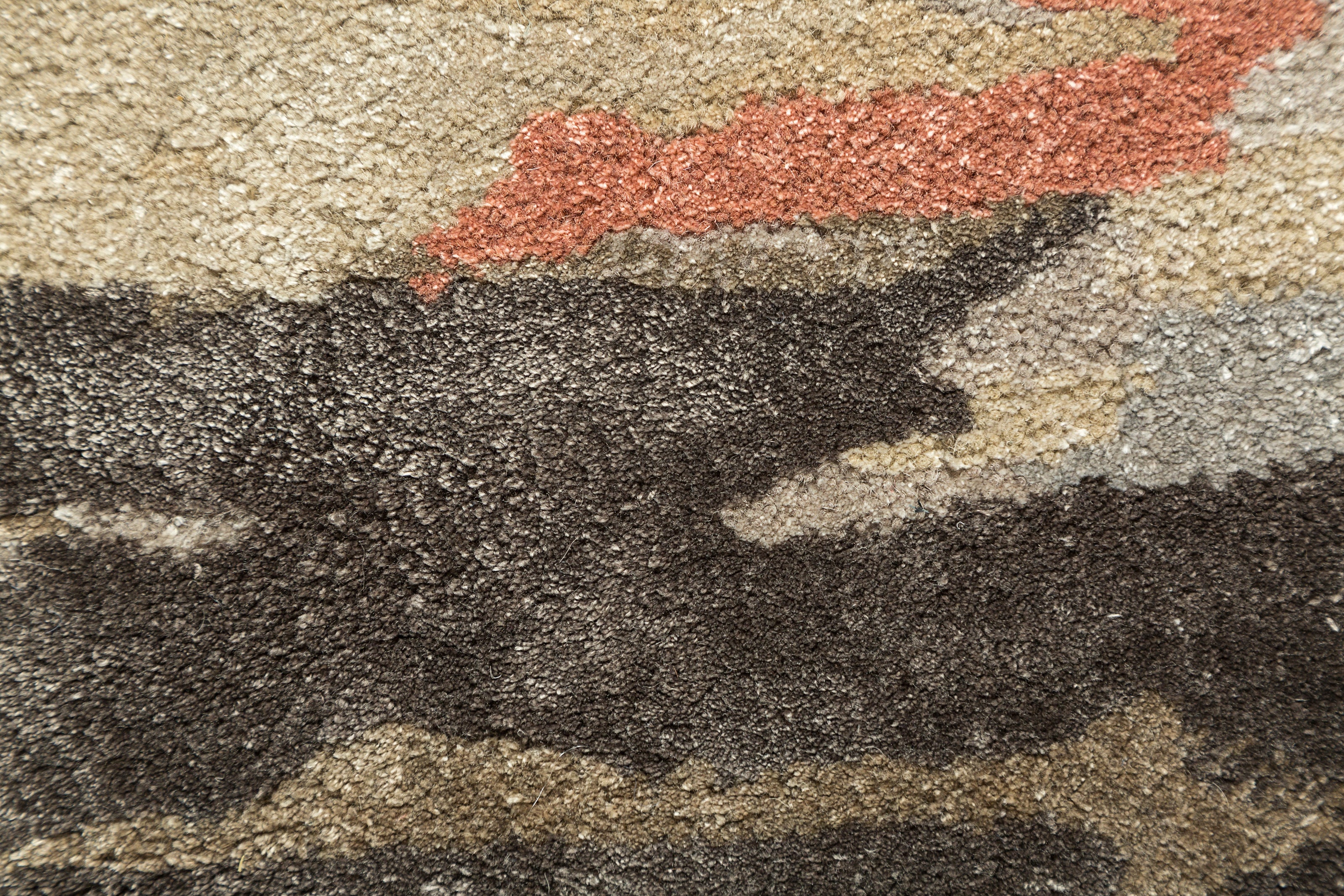 Carpet For Living room 2X3 Feet Ivory Wool & Viscose Rectangle Abstract Rug