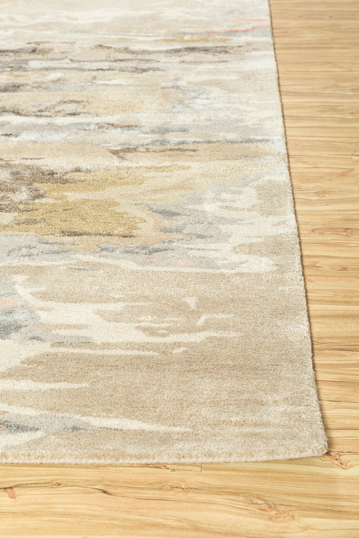 Carpet For Living room 2X3 Feet Ivory Wool & Viscose Rectangle Abstract Rug