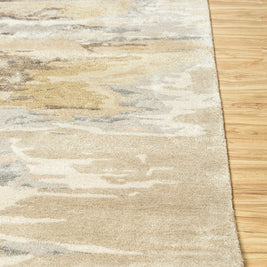 Carpet For Living room 2X3 Feet Ivory Wool & Viscose Rectangle Abstract Rug