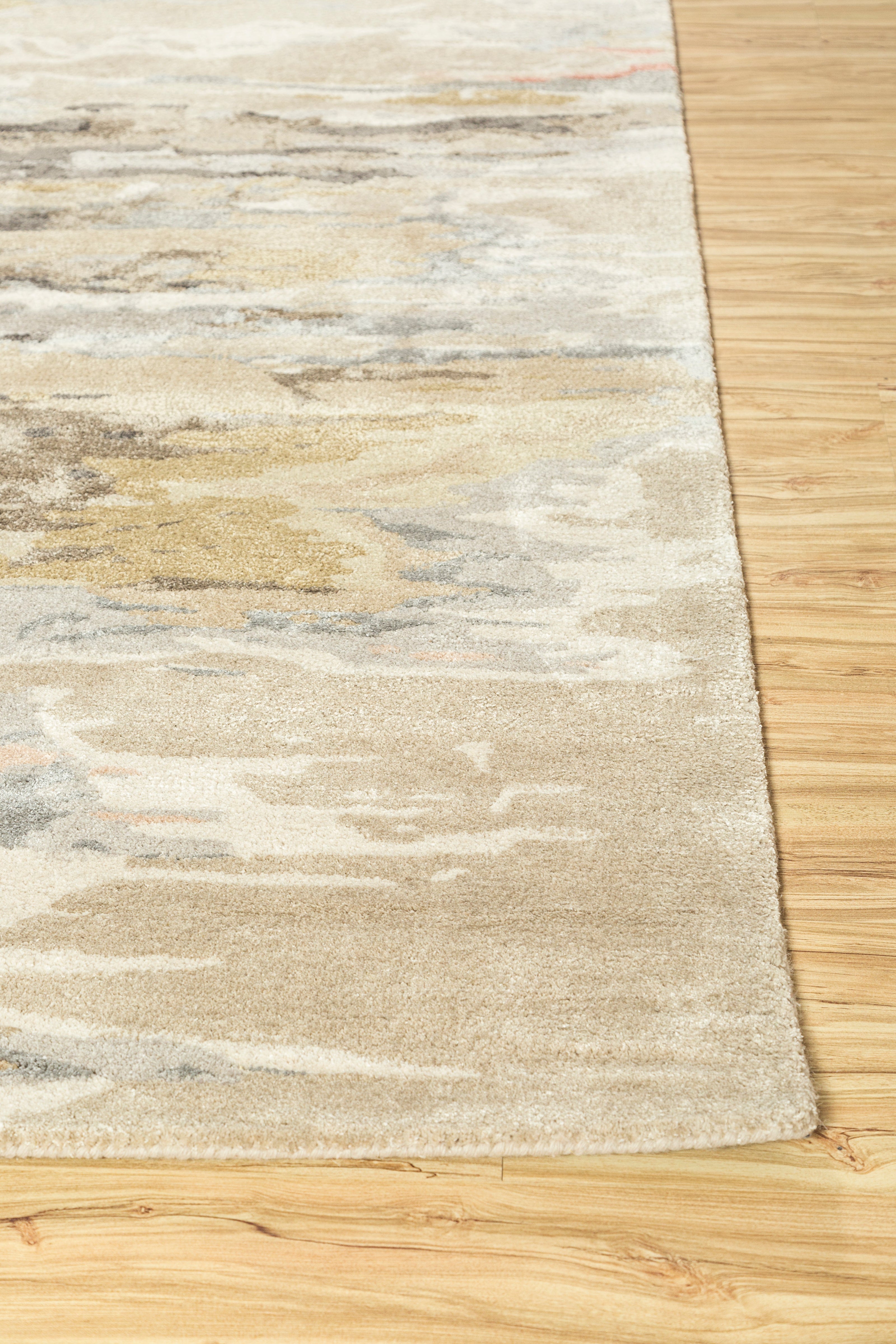 Carpet For Living room 2X3 Feet Ivory Wool & Viscose Rectangle Abstract Rug