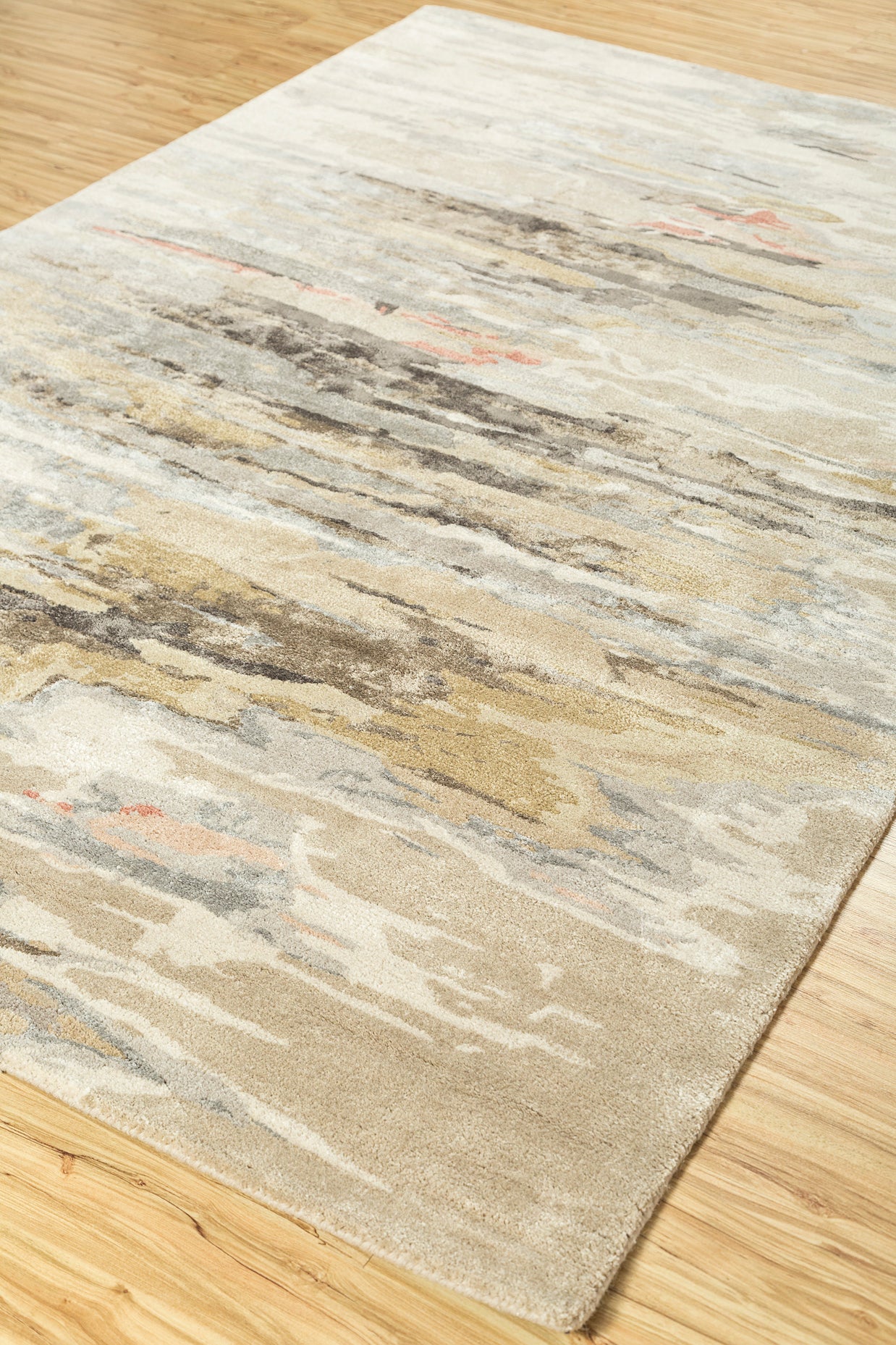 Carpet For Living room 2X3 Feet Ivory Wool & Viscose Rectangle Abstract Rug