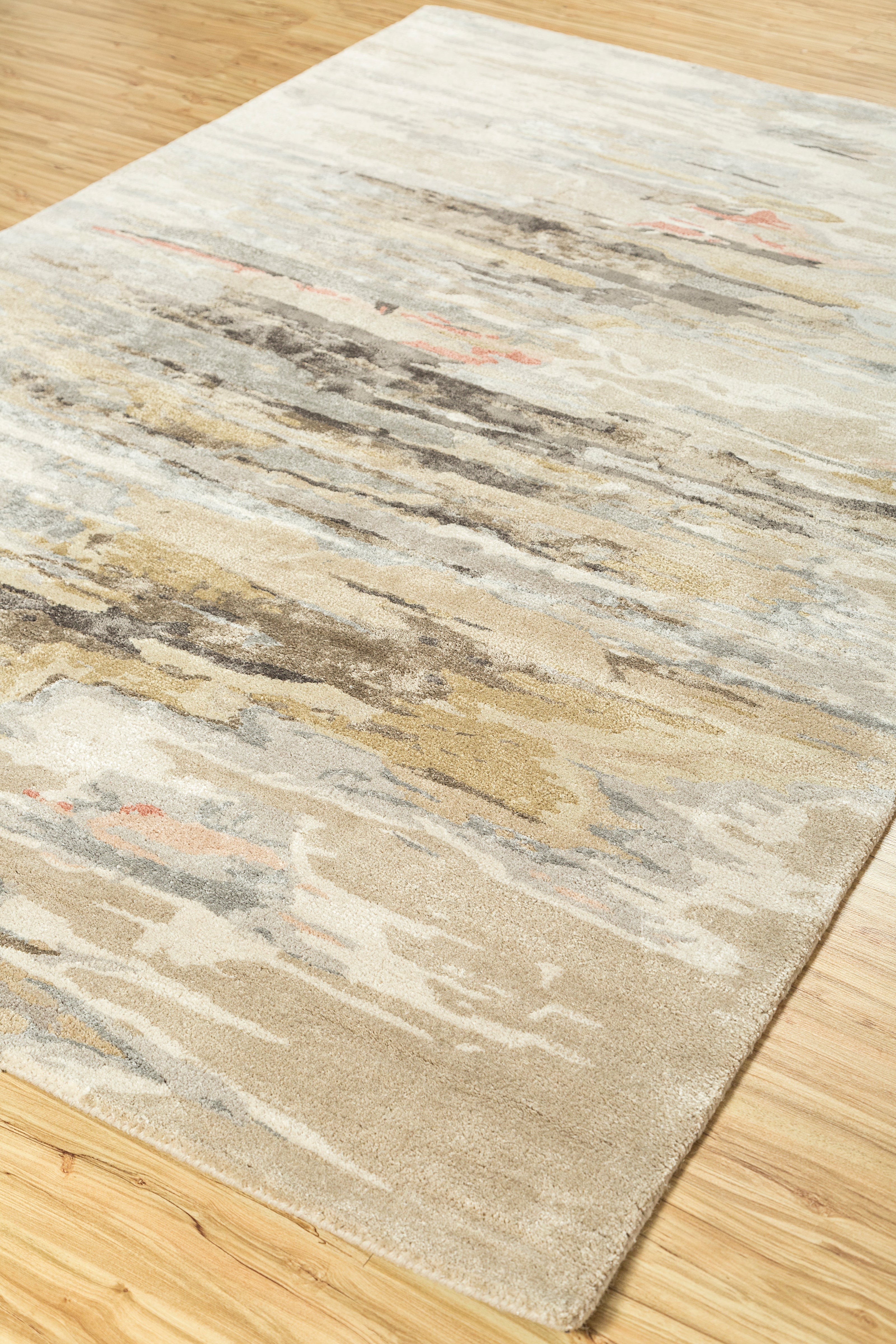 Carpet For Living room 2X3 Feet Ivory Wool & Viscose Rectangle Abstract Rug