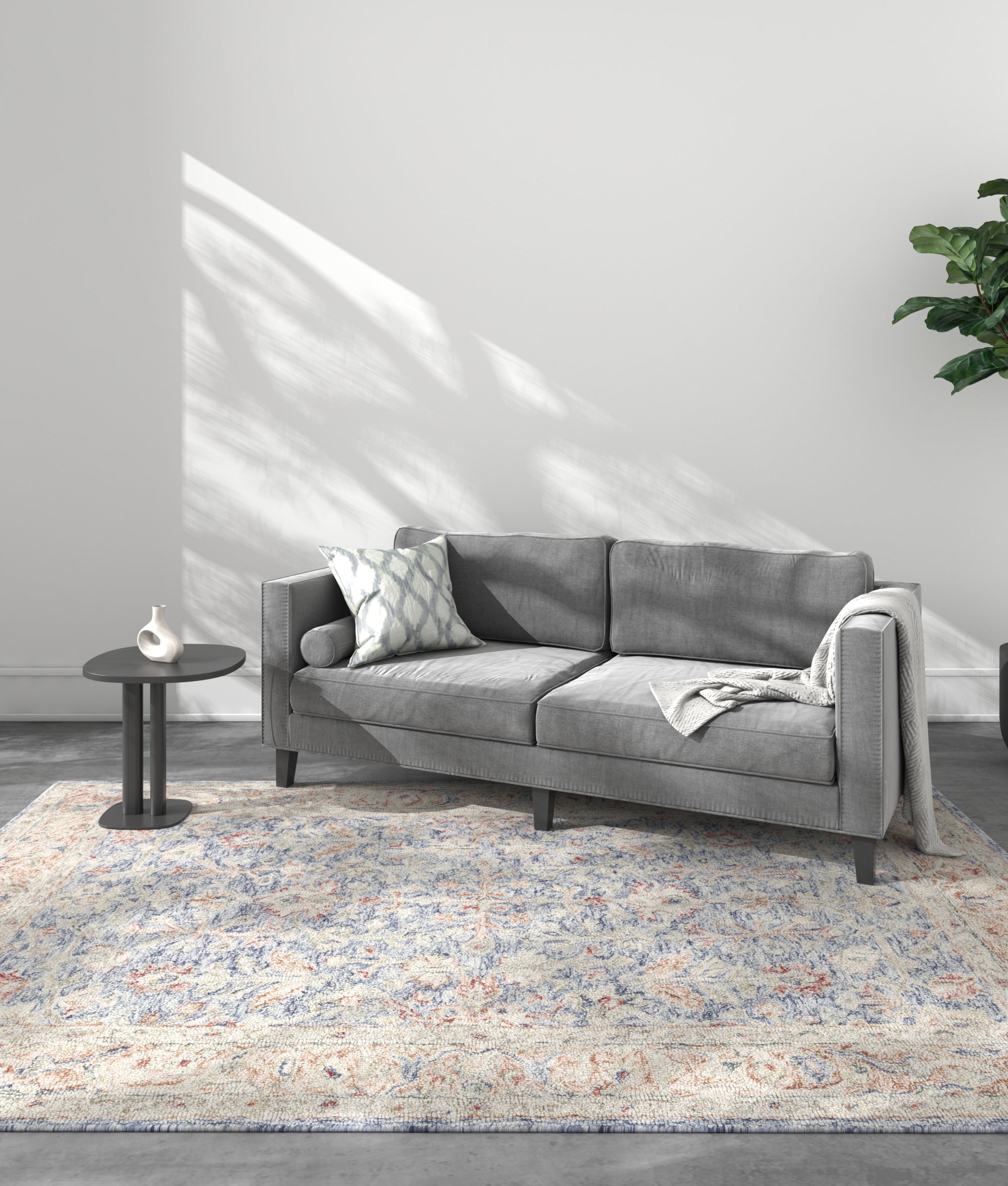 Carpet For Living room 8x10 Feet Blue Wool Rectangle Oriental and Traditional Rug