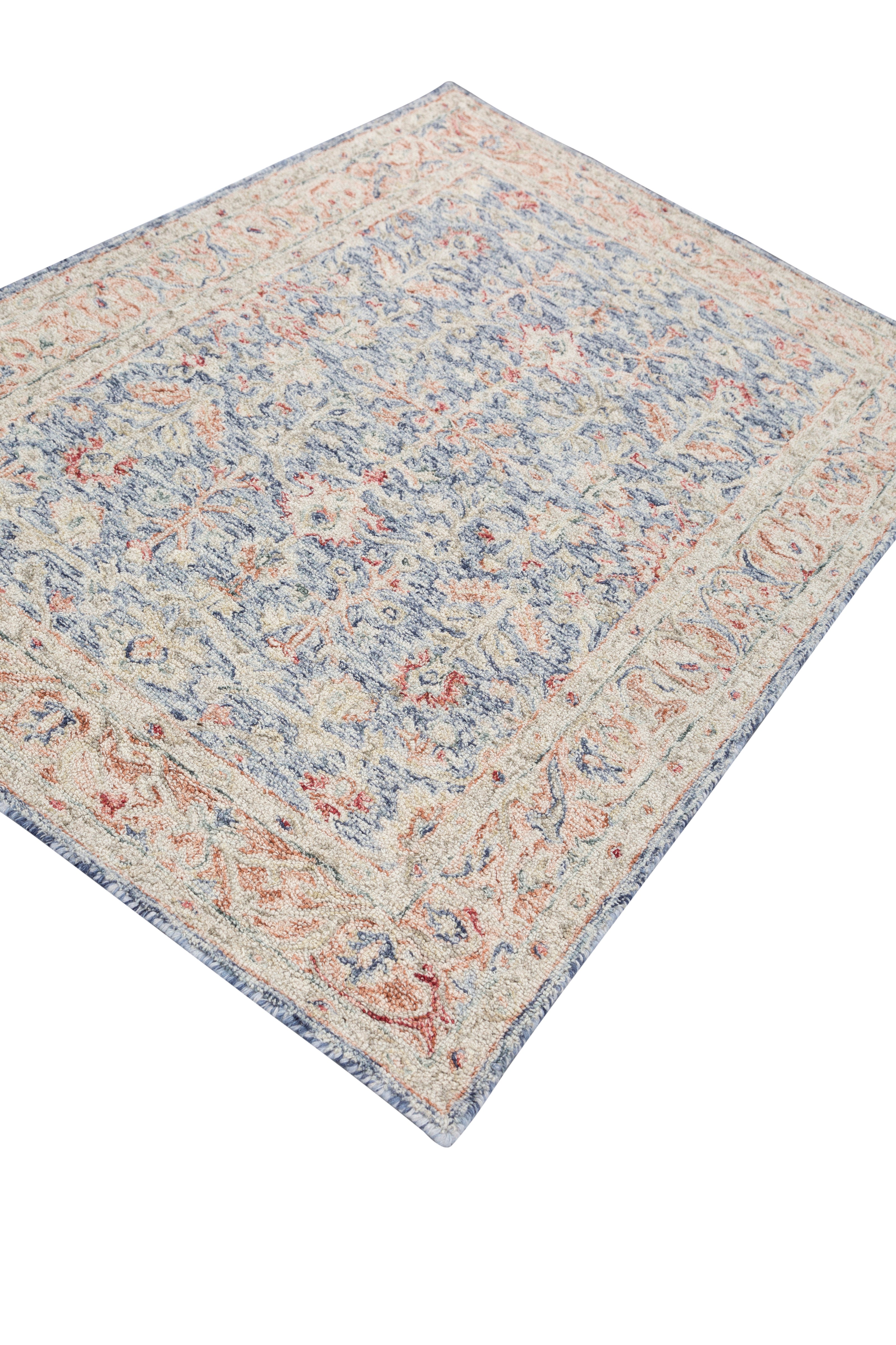 Carpet For Living room 8x10 Feet Blue Wool Rectangle Oriental and Traditional Rug
