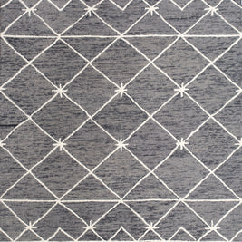 Carpet For Living room 8X10 Feet Grey And Black Wool Rectangle Moroccan And Tribal Rug - I MEAN DESIGN